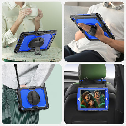 for Ipad 9Th/8Th/7Th Generation Case 10.2" 2021-2019, Full-Body Shockproof Heavy Duty Protective Case with Screen Protector, Rotating Stand/Handle/Shoulder Strap for Ipad 10.2, Black/Blue